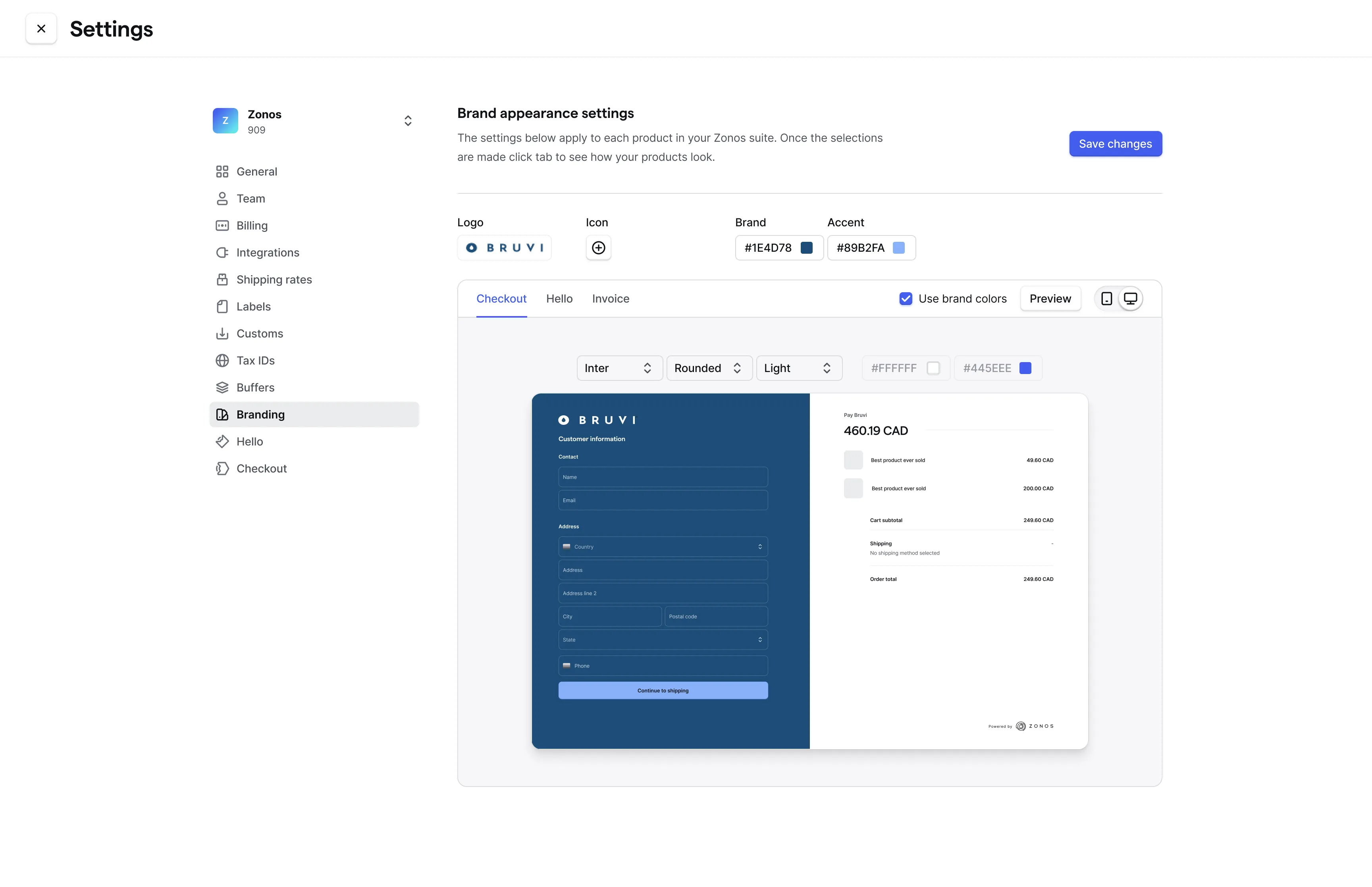 Paramètres de branding