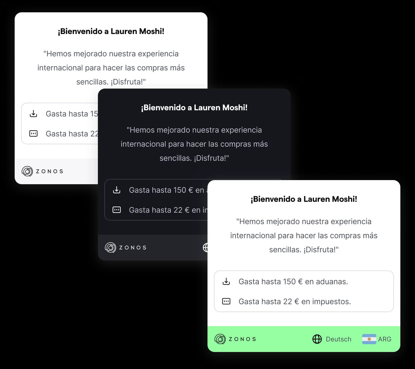 Aperçu des différentes personnalisations de Hello