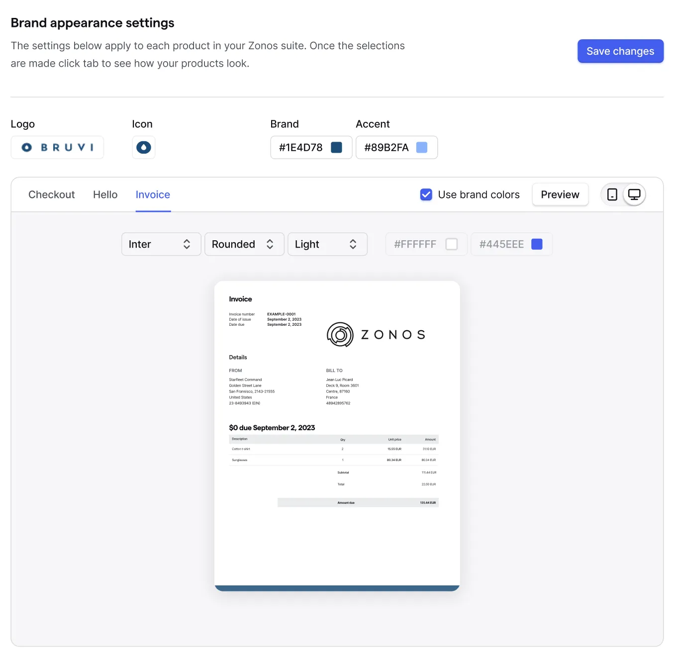 Paramètres de branding