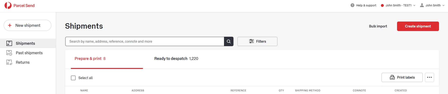 MLID dans Parcel Send